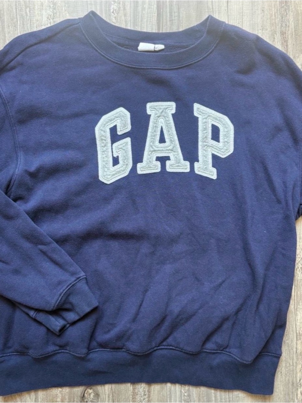 GAP Navy Crewneck Sweatshirt with White Logo Patches